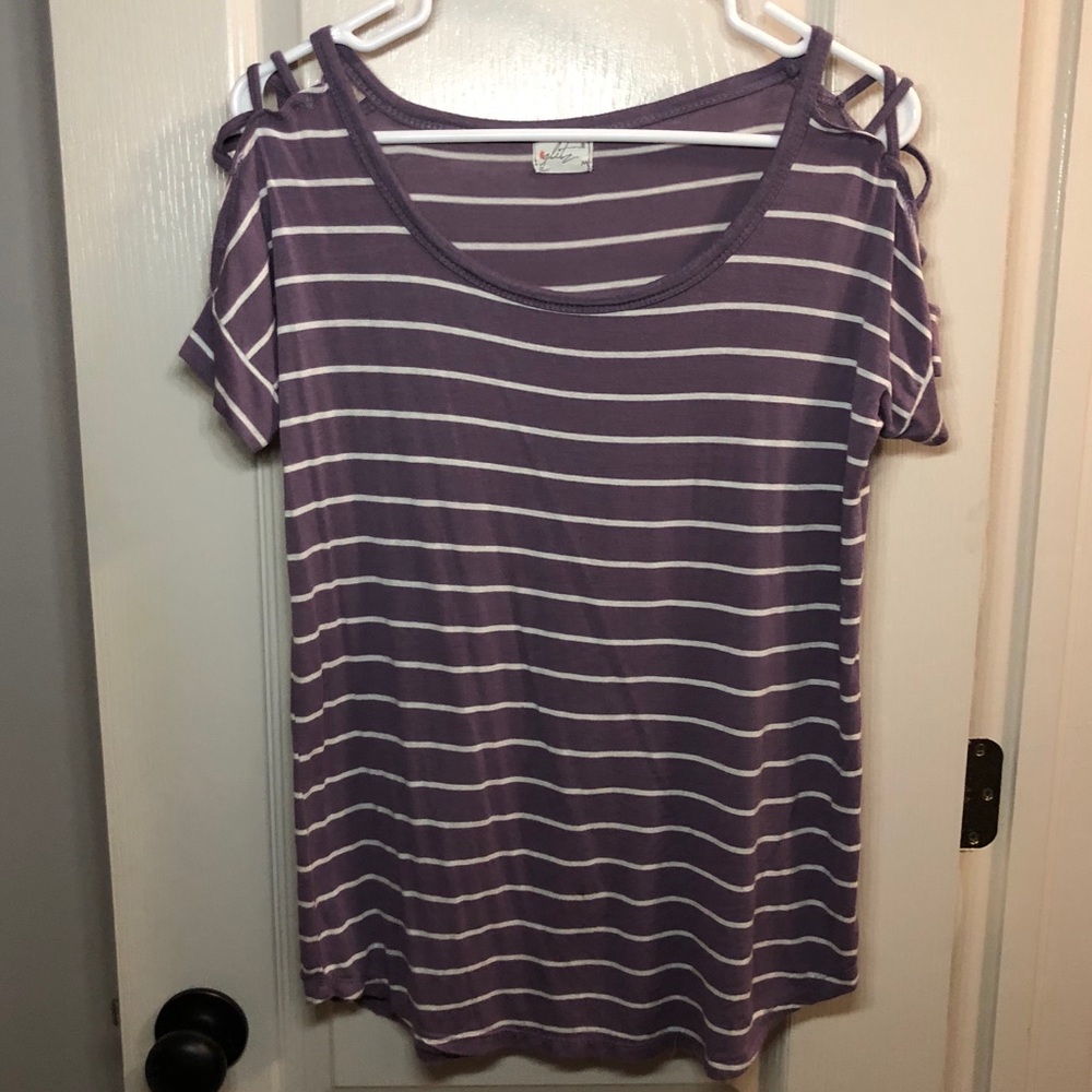 Purple and white striped shirt